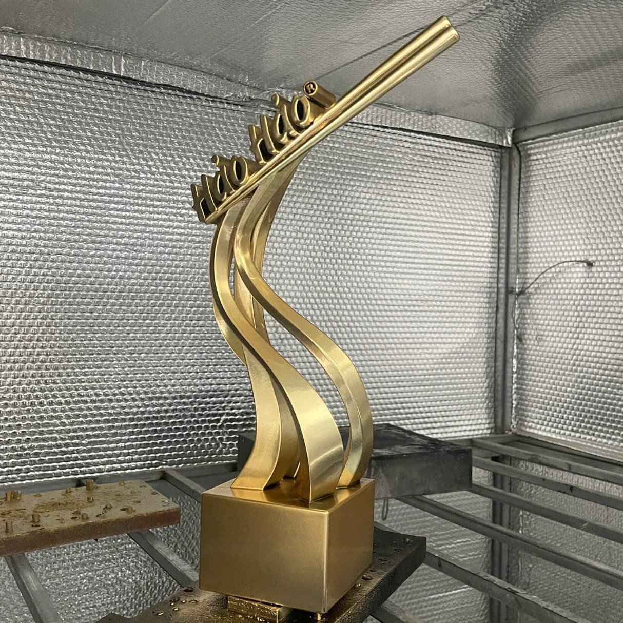 Gold-finished Hảo Hảo trophy