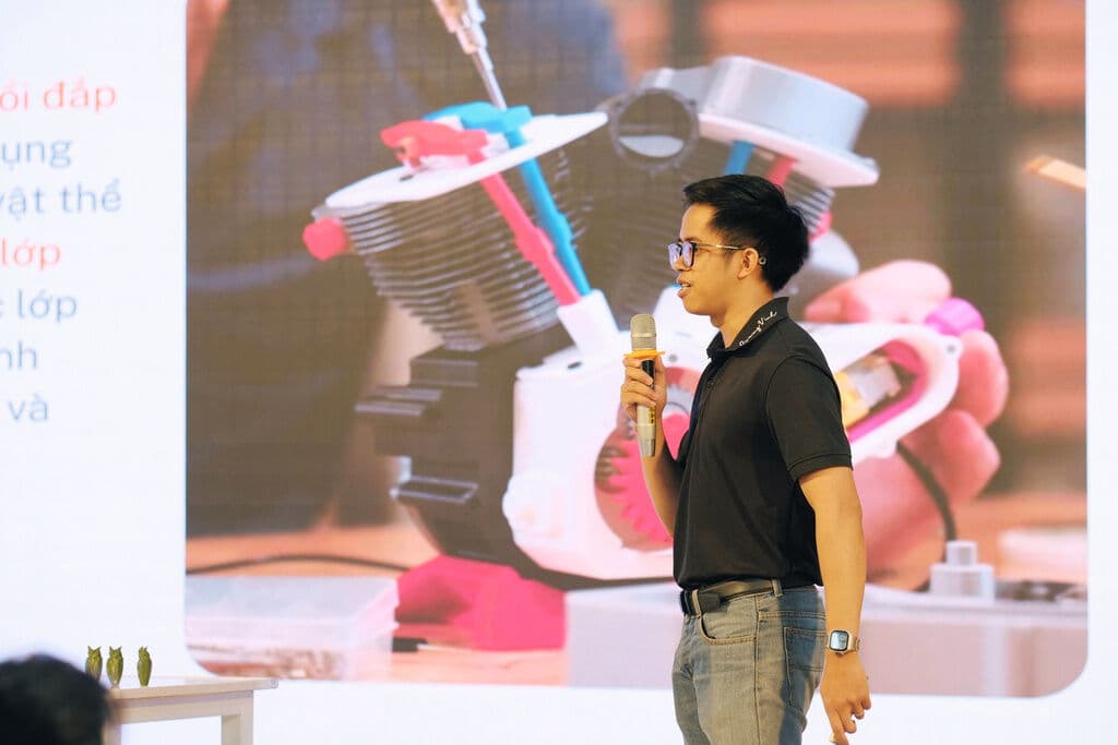 Technology product demonstration at an event