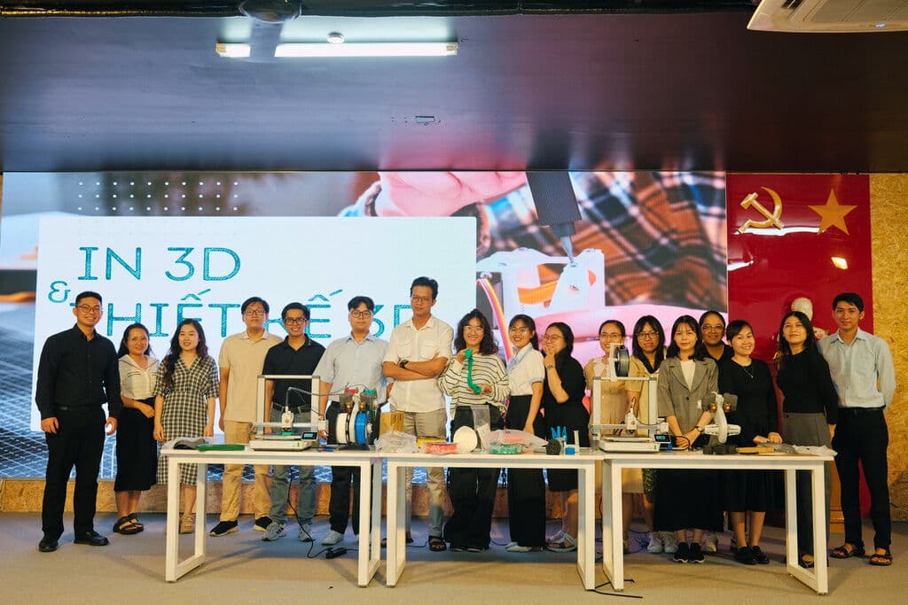 Team and guests at a 3D printing event